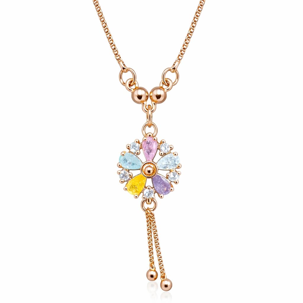 Celeste Multicolor Crystal Flower Drop Necklace by Soni De Nakhre