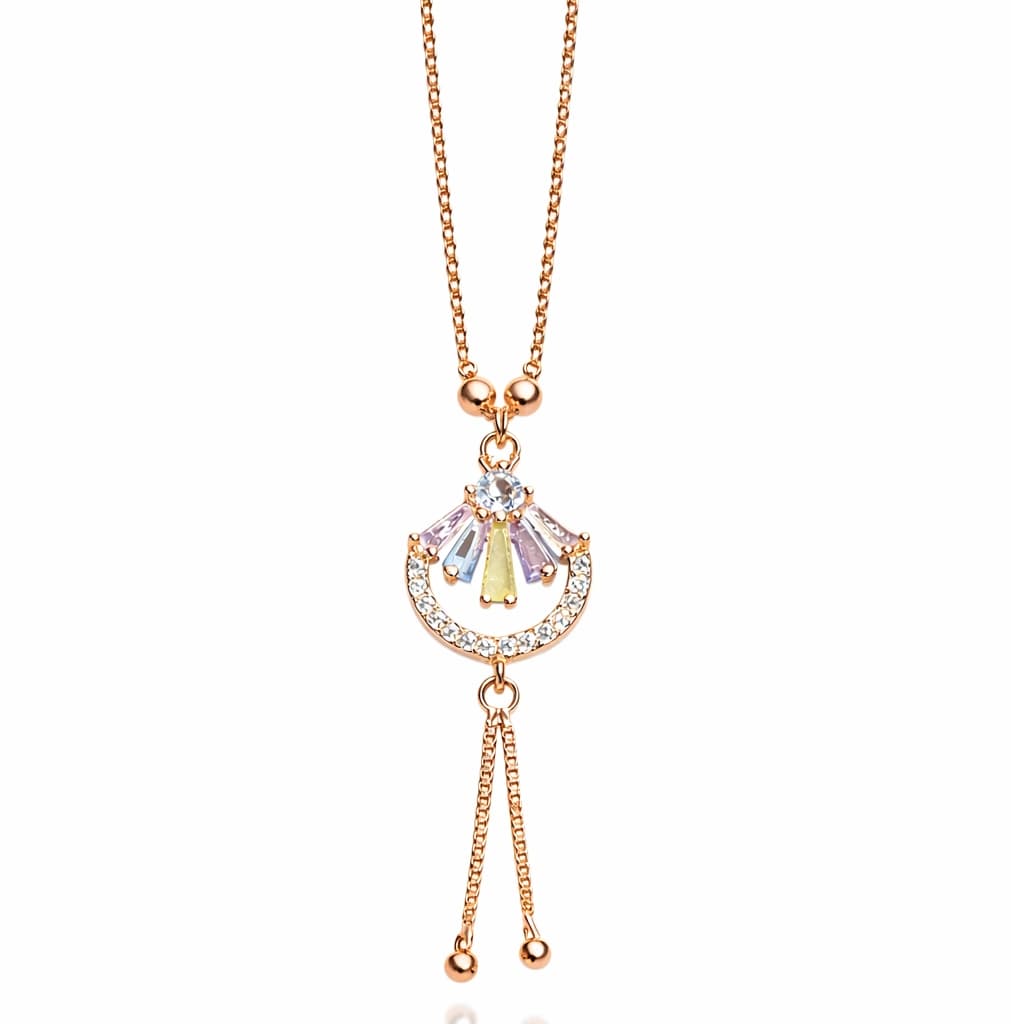 Celeste Rainbow Fan Drop Necklace by Soni De Nakhre