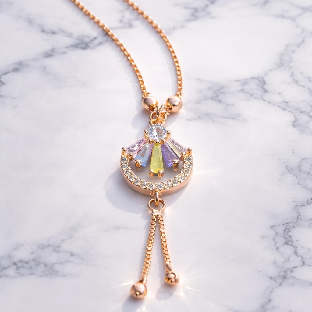 Celeste Rainbow Fan Drop Necklace by Soni De Nakhre β alternate view