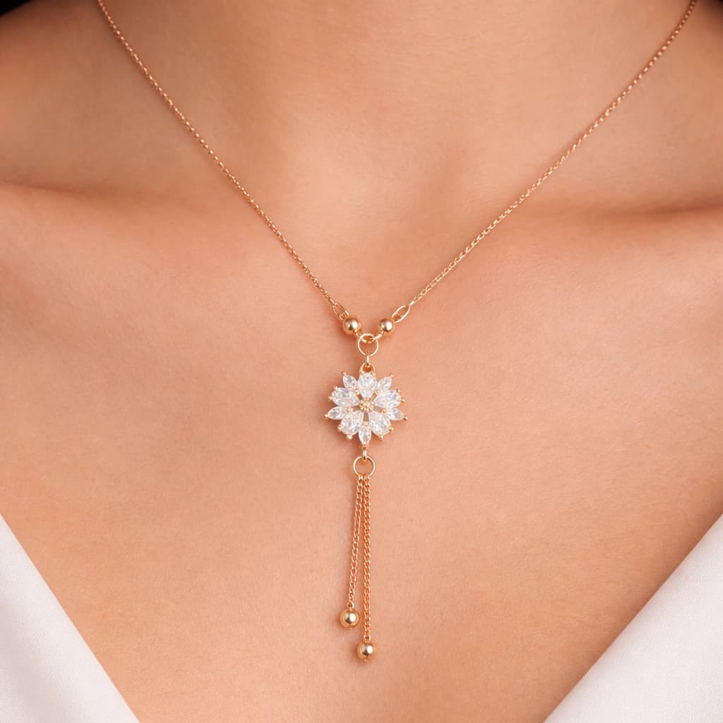 Celeste Crystal Bloom Drop Necklace by Soni De Nakhre β alternate view