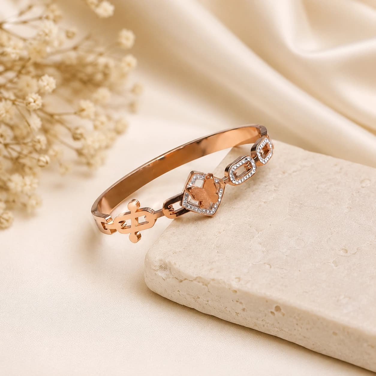 Aurelia Bloom Link Rose Gold Bracelet by Soni De Nakhre