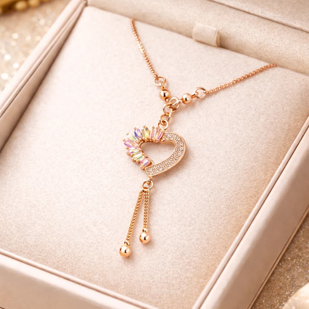 Celeste Multicolor Heart Drop Necklace by Soni De Nakhre β alternate view