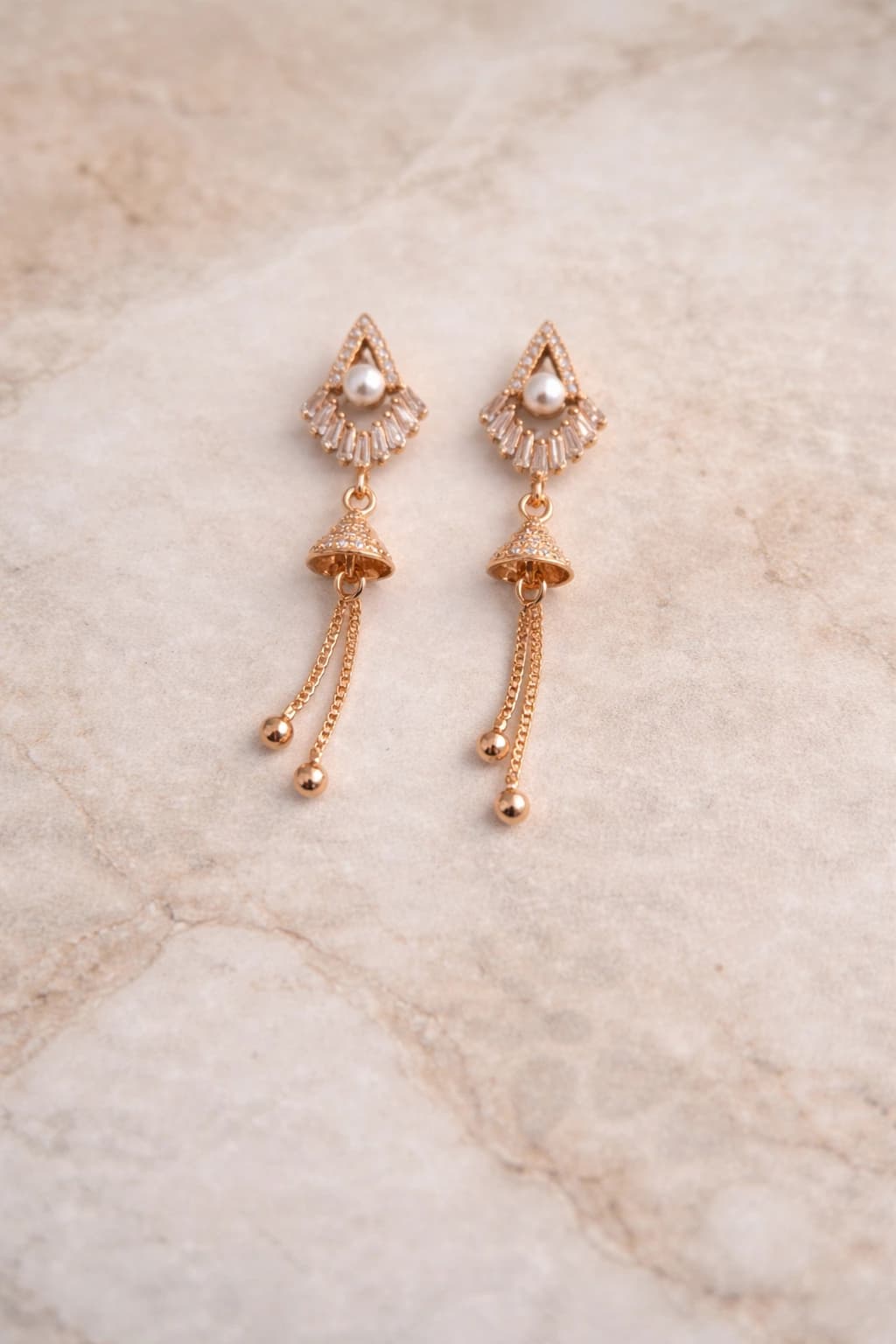 Celeste Pearl Bell Drop Earrings by Soni De Nakhre β alternate view