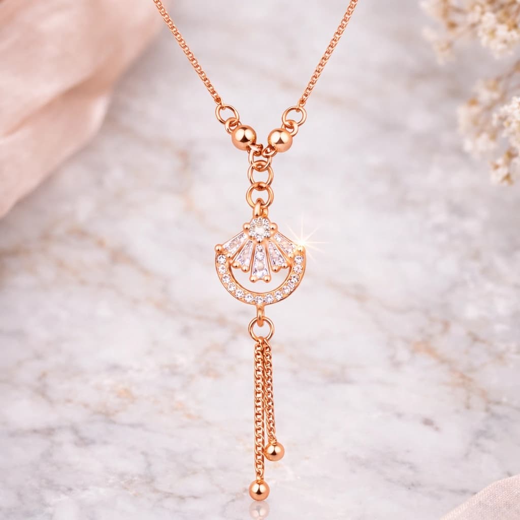 Aurelia Crystal Fan Drop Necklace by Soni De Nakhre β alternate view