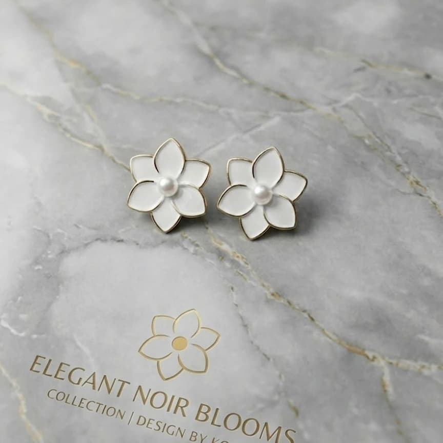 Ivory Pearl Flower Korean Stud Earrings by Soni De Nakhre