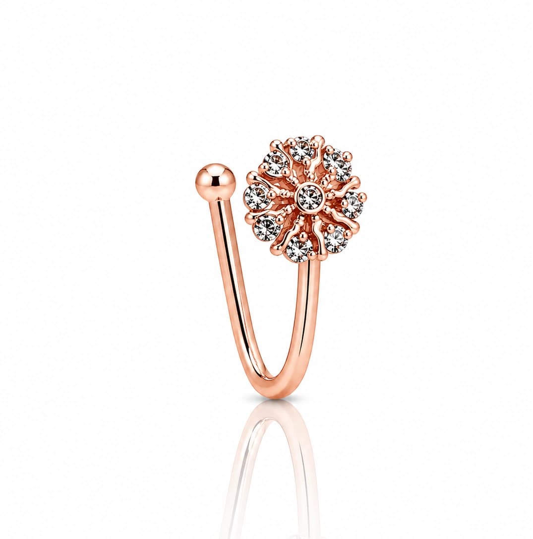 Celeste Floral Crystal Rose Gold Nose Pin by Soni De Nakhre