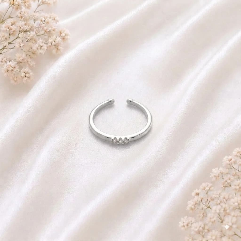Celeste Silver Crystal Open Ring by Soni De Nakhre