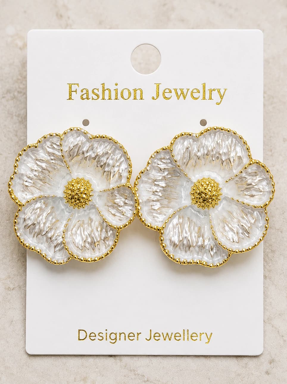 Celeste White Floral Pearl Stud Earrings by Soni De Nakhre