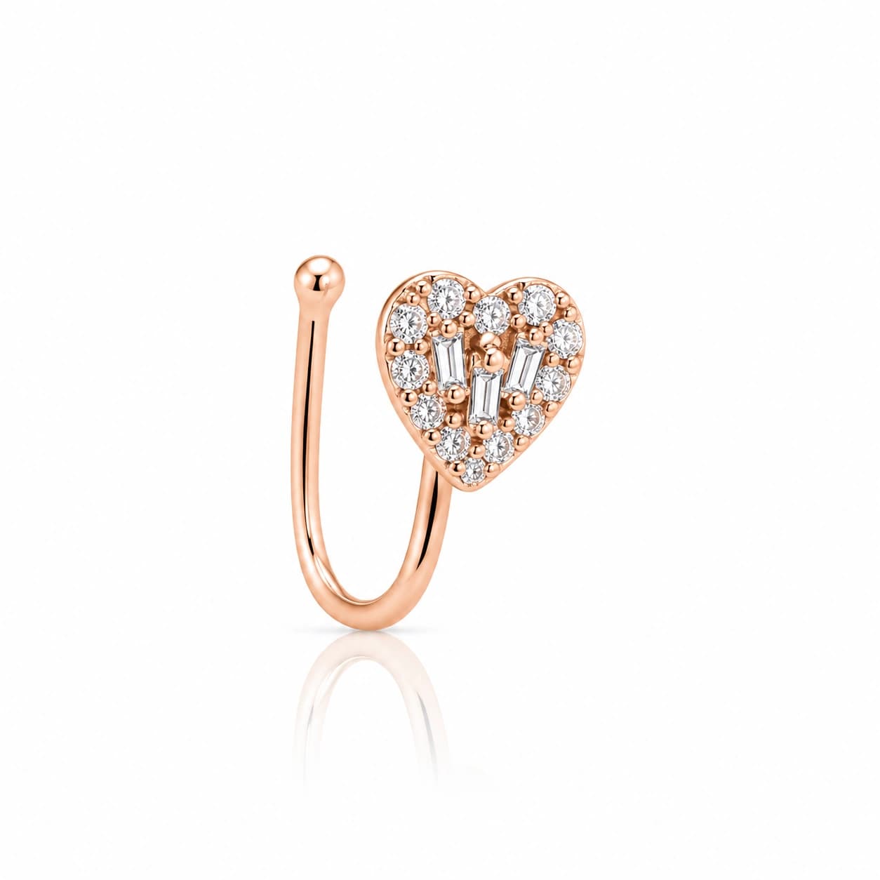 Celeste Heart Crystal Rose Gold Nose Pin by Soni De Nakhre