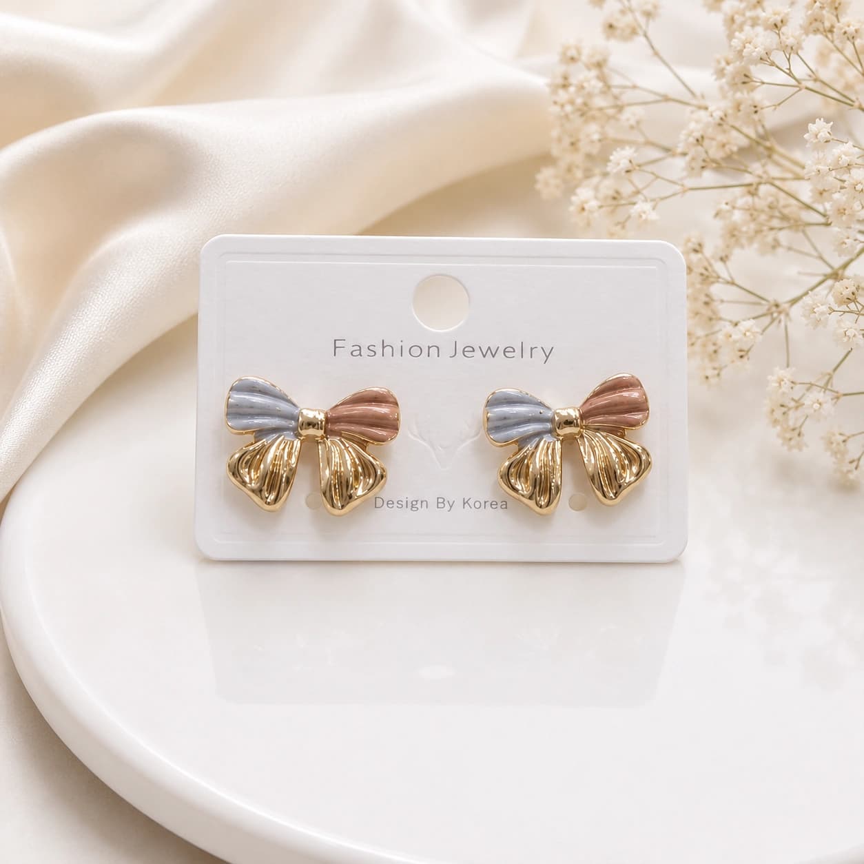 Pastel Bow Charm Korean Stud Earrings by Soni De Nakhre